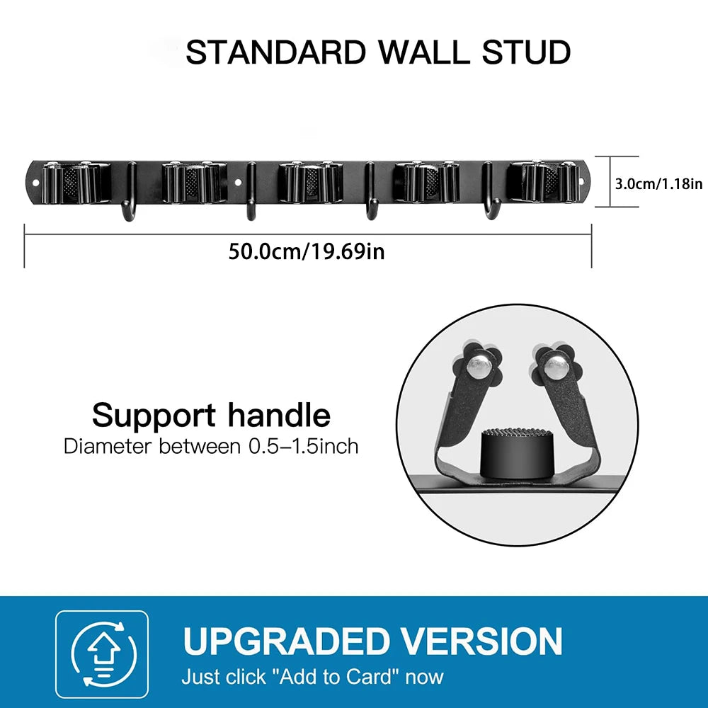 Stainless Steel Mop & Broom Holder – Wall Mounted Organizer