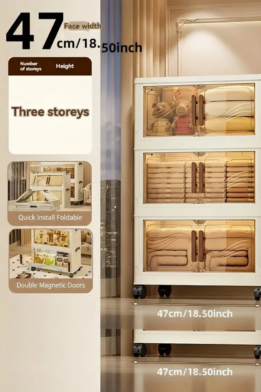 Foldable Storage Box With Clear Door – Spacious, Durable Home Organizer