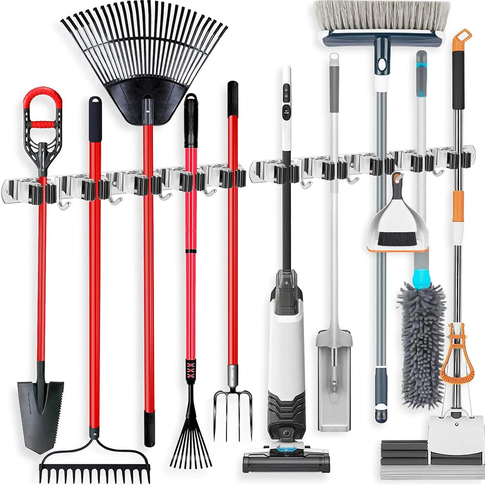 Stainless Steel Mop & Broom Holder – Wall Mounted Organizer