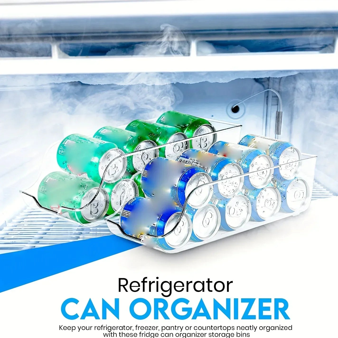 Refrigerator Organizer Bins – Auto-Rolling Soda Can Dispenser