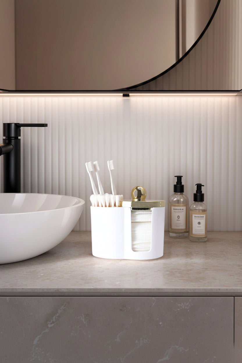 Clear Bathroom Storage Container – Q-Tip & Makeup Accessories Organizer