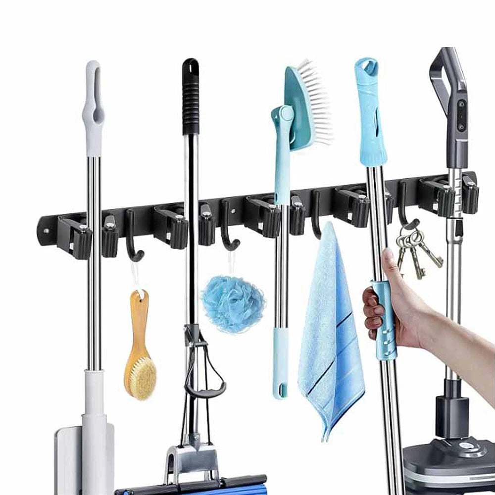 Stainless Steel Mop & Broom Holder – Wall Mounted Organizer